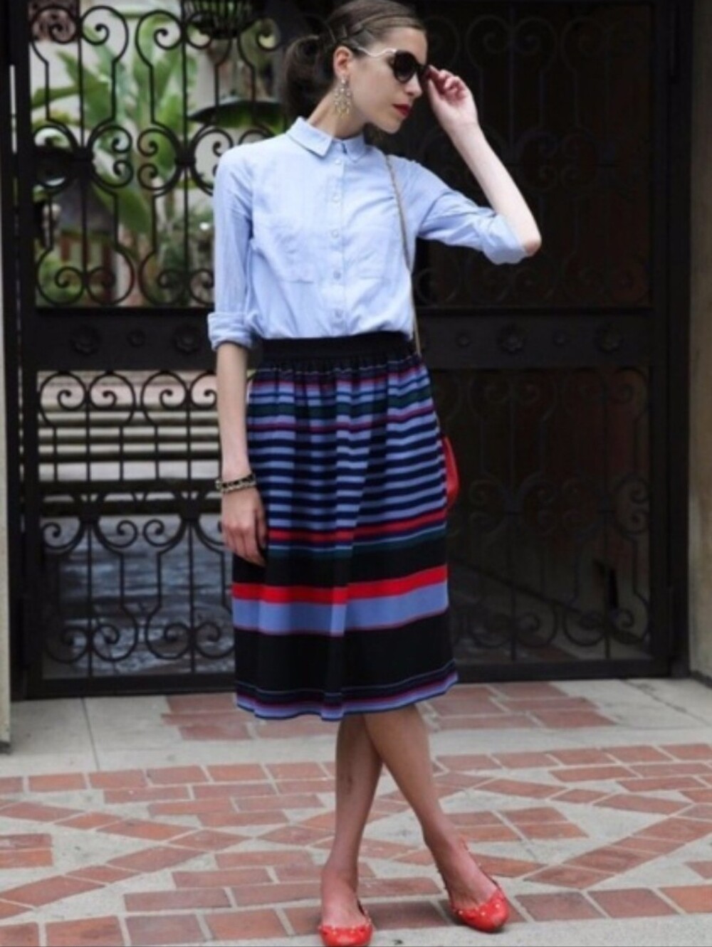 Zara Striped Midi Skirt Size XS Nwt